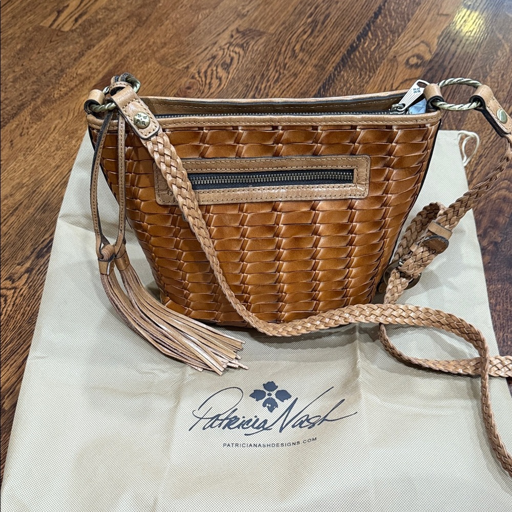 Patricia Nash Tan Woven Leather Crossbody Bag